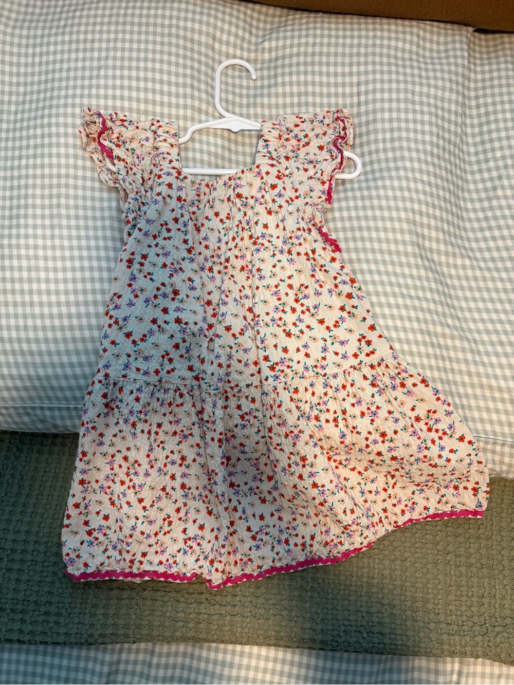 Zara Girls Cream Dress with Red, Pink and Blue Floral Print